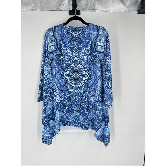 Dress Barn NWT Soleillee Women's Tunic Top Size 1X Paisley Studded Sharkbite Hem - Picture 5 of 11